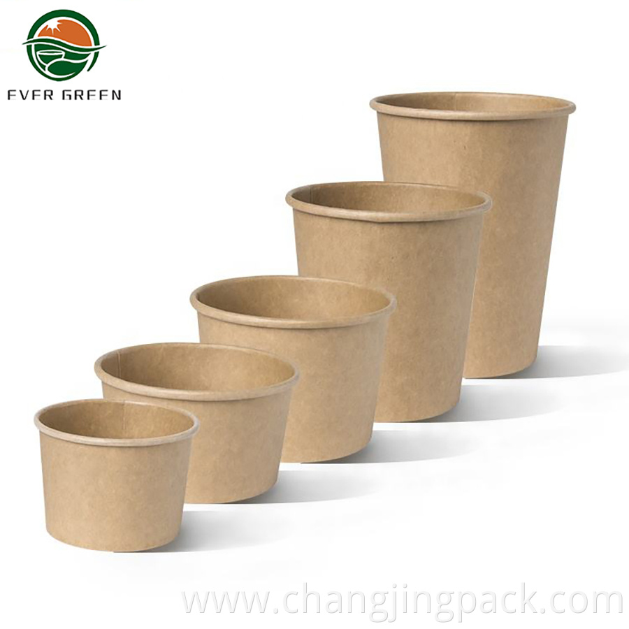 Paper Soup Containers with Lids,Disposable Kraft Paper Food Cups, Ice Cream Cups, Paper food Storage with Lids, Microwavable and freezer safe, Suitable for Christmas Thanksgiving (Brown)